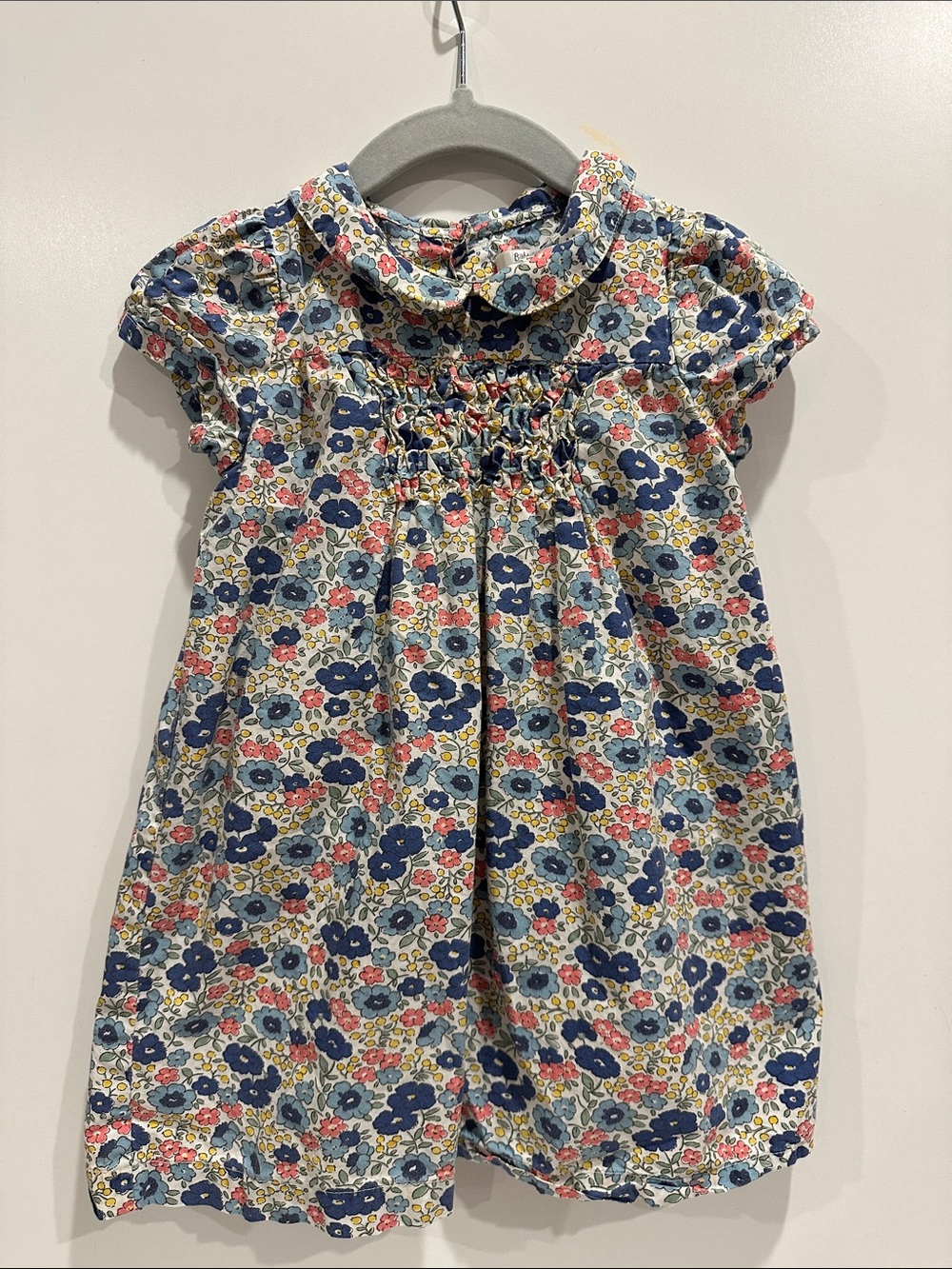 Baby Boden Floral Smocked Dress in Navy, Pink & Yellow